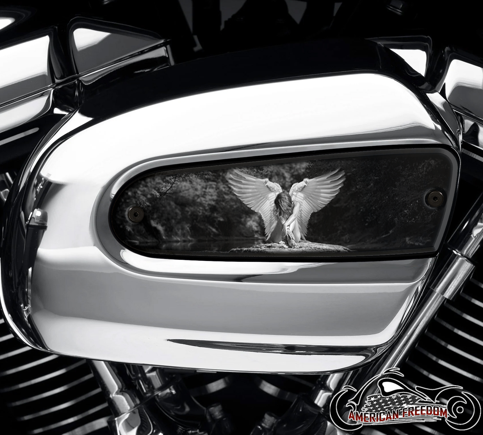 Harley Davidson Wedge Air Cleaner Insert - Angel B&W